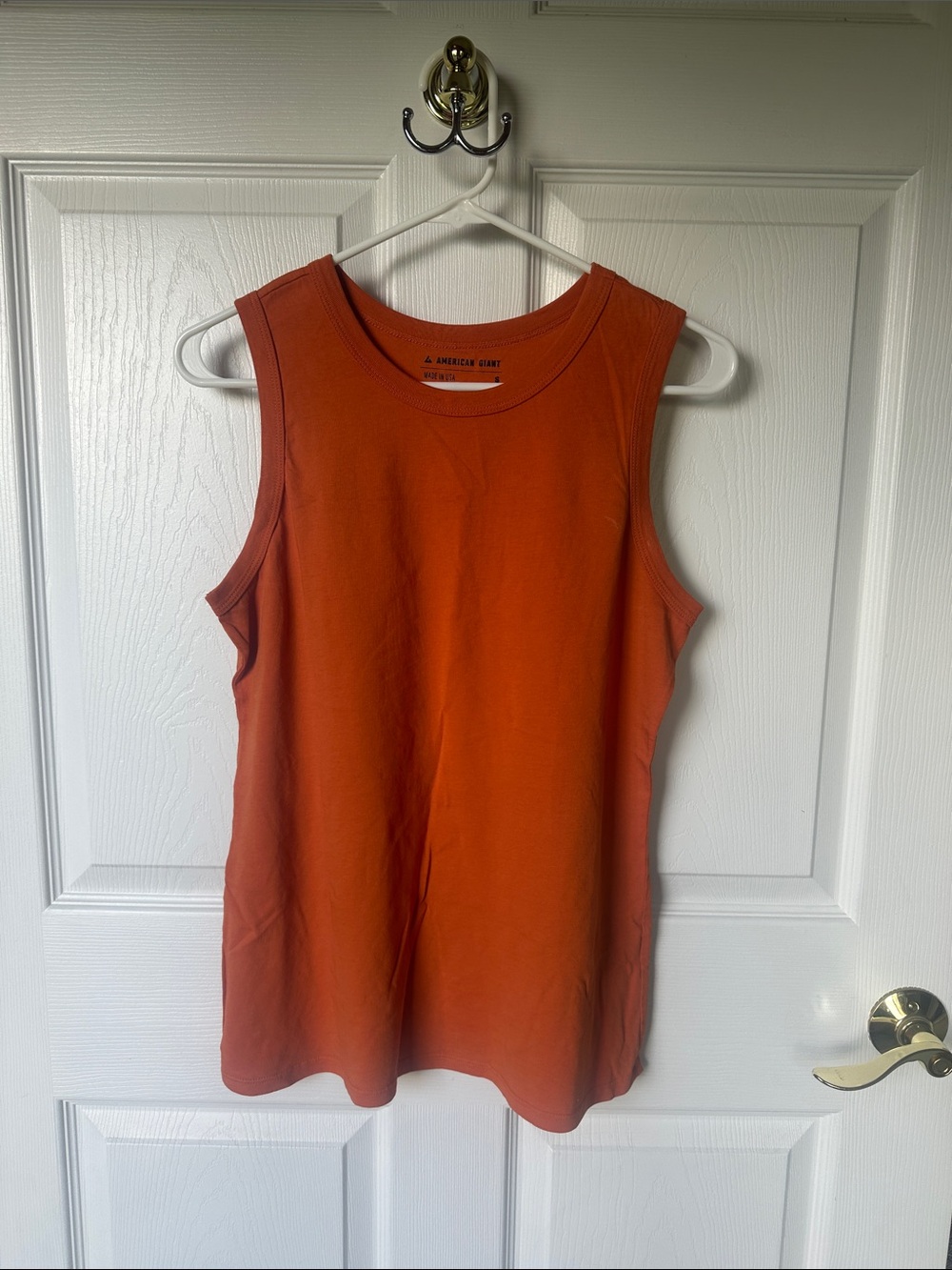 American Giant Women's Tank in muted Orange. 100% Supima cotton